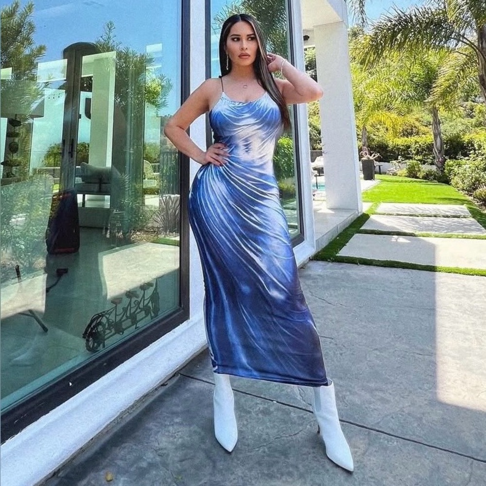Brand new Kolly brand blue and White long dress